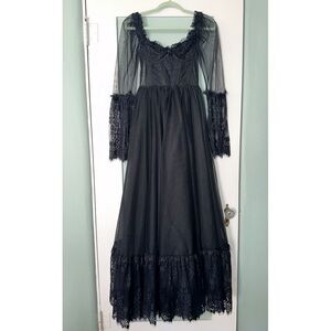 Dolls Kill Widow Dance With Death Black Lace Maxi Dress